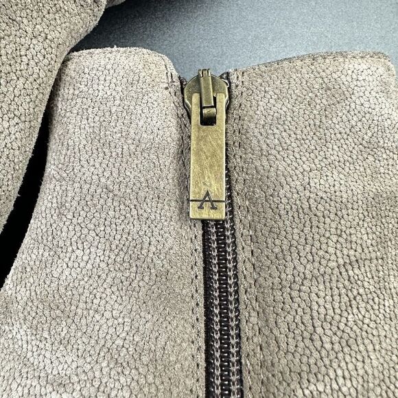 Aquatalia Faylynn Ankle Boot Womens 8 Taupe Pebbled Suede Booties Made in Italy - Picture 9 of 15